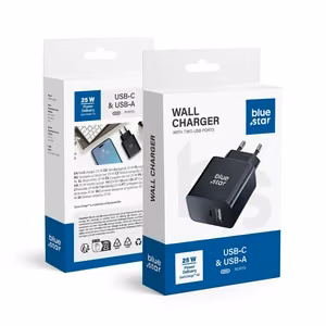 Phone charger sinine Star USB C + USB A QC4.0 PD 3A 25W TFB-TC-25WPD must
