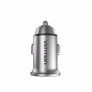 Vention kahe pordiga USB A+A (30+30) autolaadija, hall mini alumiiniumsulami tüüp