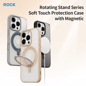 Rock Вращающаяся Подставка Soft Touch Series магнитная для Iphone 16 Pro золотая