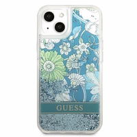 Guess GUHCP13SLFLSN iPhone 13 mini 5.4" roheline/roheline kõvakaaneline Flower Liquid Glitter