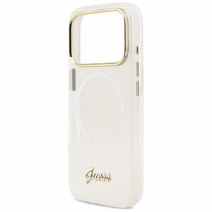 Guess IML Gradient Script Metal MagSafe Ümbris for iPhone 17 Pro - valge