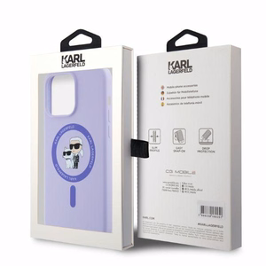 Чехол KARL LAGERFELD для iPhone 15 Pro Max совместимый с MagSafe KLHMP15XSCMKCRHU (Silicone KC Body Ring) фиолетовый