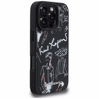 Karl Lagerfeld Grained Pattern & Logo MagSafe Ümbris for iPhone 16 Pro Max - must