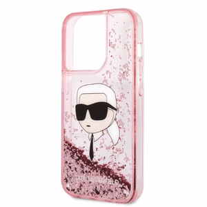 Karl Lagerfeld Glitter Karl's Head ümbris jaoks iPhone 14 Pro - roosa