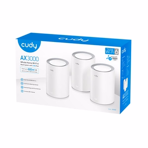 Cudy AX3000 Wi-Fi 6 Mesh 2.5G kaheribaline lahendus (2,4/5 GHz), Wi-Fi 6 (802.11ax), valge, siseantenn