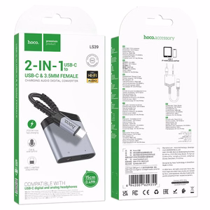 Адаптер Hoco (LS39) с USB-C на (USB-C; 3,5 мм) чёрный