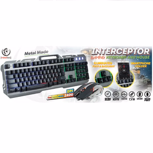Rebelteci juhtmega komplekt: LED klaviatuur + hiir INTERCEPTOR mängijatele