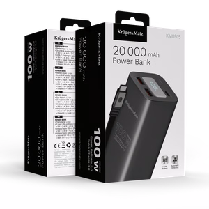 Kruger&Matz liitiumioonakupank QC ja PD-ga, 20000 mAh, 100 W