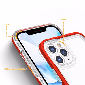 Läbipaistev 3in1 ümbris iPhone 11 Pro Maxi raamkate geel-punane