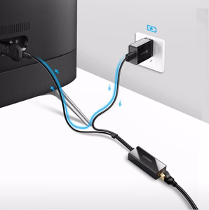 Ugreen 30985 väline võrgukaart Chromecast micro USB / USB-A pistikutega 100Mb/s 1m must