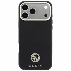Guess Grained Round Strass Logo MagSafe ümbris iPhone 18 Pro Max / 17 Pro Max – must