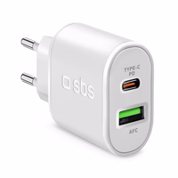 SBS TETRPD20W 20W USB-A USB-C Wall Laadija koos Power Delivery - valge