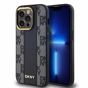 DKNY Leather Checkered Mono Pattern MagSafe Ümbris jaoks iPhone 14 Pro Max - Must