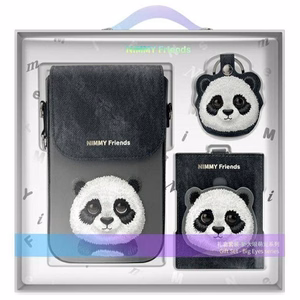 Nimmy Big Eyed Pet 2.0 Panda 3-in-1 Phone Bag + Wallet + Tracker Ümbris - Must