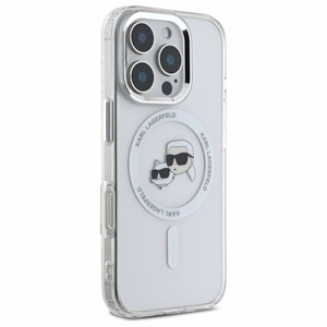 Чехол Karl Lagerfeld IML Metal Karl&Choupette Head MagSafe для iPhone 16 Pro Max (белый)