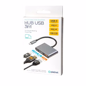 USB-C jaotur Platinet 3in1 (PMH9991T) (1xHDMI 4K; 1xUSB-C; 1xUSB 3.2)