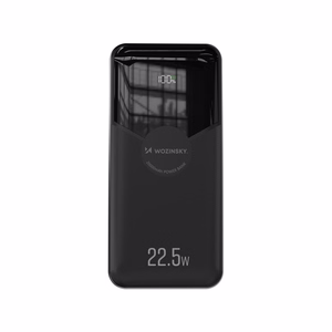 Wozinsky WFC-15B 20000mAh 22.5W akupank, PD20W, sisseehitatud Lightning- ja USB-C-kaablitega, must