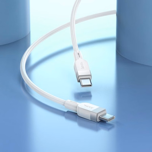 Kaabel USB C USB C Hoco 3A 60W silikoonist 1 m X109 valge