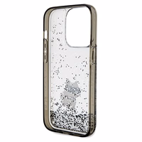 Karl Lagerfeld Liquid Glitter Choupette ümbris jaoks iPhone 14 Pro Max - läbipaistev