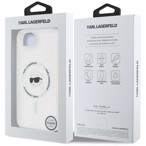 Karl Lagerfeld IML Metal Karl Head MagSafe Ümbris jaoks iPhone 16e Valge