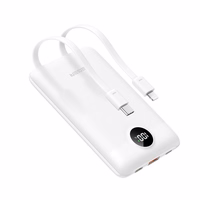 Powerbank Veger (W1170) PD QC3.0 2A 22,5W 10000 mAh z with built-in USB C cables/ Lightning valge
