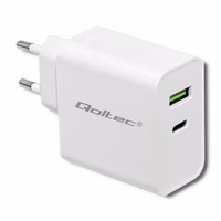 Qoltec 51718 Charger | 45W | 5-20V | 2.4-3A | USB type C PD | USB | valge