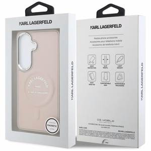 Karl Lagerfeld Embossed Ring RSG Logo MagSafe ümbris Samsung Galaxy S26 roosa