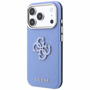 Guess Grained & Big Resin Logo ümbris iPhone 18 Pro Max / 17 Pro Max – sinine