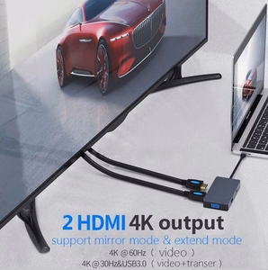 Adapter USB Type-C - 2x HDMI, 1x VGA, 1x USB Type-A, 1x USB Type-C PD60W