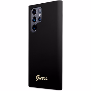 Guess GUHCS23LSLSMK S23 Ultra S918 must/must hardcase Silicone Vintage kuldne Logo