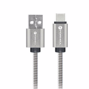 Kaabel USB A to USB C Forcell F-Energy QC4.0 3A 66W Metal 2 m C234 hõbedane