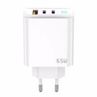 JELLICO võrgulaadija EU20 GaN PD 65W 2xUSB-C + 1xUSB QC3.0 + kaabel USB-C - USB-C valge