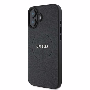 Чехол Guess Grained Gold Ring MagSafe для iPhone 16 Plus - чёрный