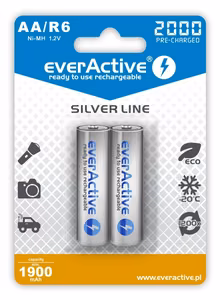 Laetavad akud everActive Ni-MH R6 AA 2000 mAh Silver Line