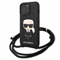 Karl Lagerfeld Leather Monogram Patch and Cord Iconik Ümbris jaoks iPhone 13 Pro / 13 - must