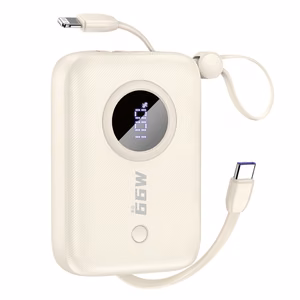 Dudao K14 10000mAh energiapank USB-C / Lightning kaabliga - beež