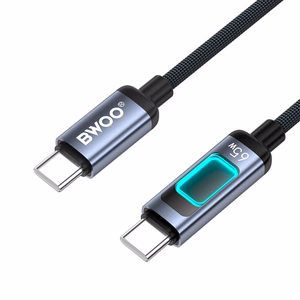 BWOO X324CC плетеный кабель быстрой зарядки со световым дисплеем PD 60W USB-C - USB-C