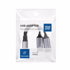 Adapter AUX 2in1 Type C isane to Type C emane / Type C emane Blue Star must [DAC] - max 25W laadimine