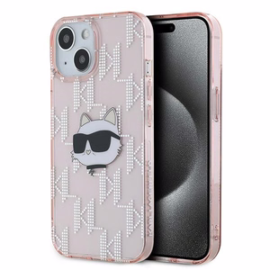 Karl Lagerfeld IML Choupette Head & Monogram ümbris jaoks iPhone 15 / 14 / 13 - roosa