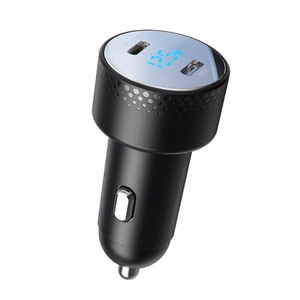 Autolaadija Joyroom „JR-CCD02" must 70W (2xUSB-C) LED-ekraaniga