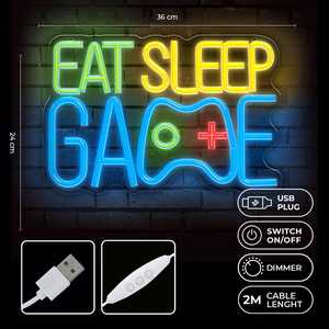 Forever Light Neon Plexi LED Eat Sleep Game многоцветный FPNE33