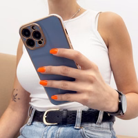 Valgustusvärvi ümbris Xiaomi Redmi Note 11 kuldse raami geeliga kate sinine