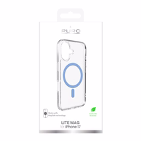 Puro Lite Mag TPU+PC Ümbris Compatible with MagSafe jaoks iPhone 17 - Läbipaistev with Sinine Ring