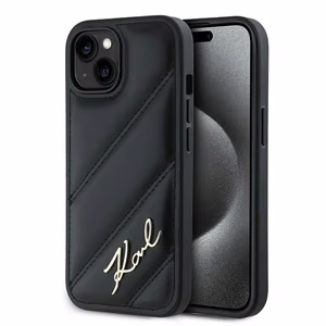 Karl Lagerfeld Diagonal Quilted Script ümbris jaoks iPhone 15 / 14 / 13 - must