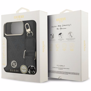GUESS ümbris jaoks IPHONE 17 Pro Max compatible with MagSafe GUHMP17XP4G4DCSK (PU W/ Strass Logo & Big Strap Metal Buttons) must
