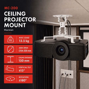 Maclean MC-200 W projektori laekinnitus, 54–320 mm, kuni 13,5 kg, 360° pööratav