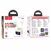 HOCO juhtmevaba kõrvaklapid bluetooth with touch screen TWS ANC + ENC EQ21 cloudy valge
