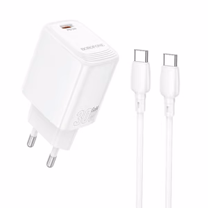 Borofone Wall Laadija BN28 Fuente - Type C - PD 30W with Type C to Type C kaabel valge