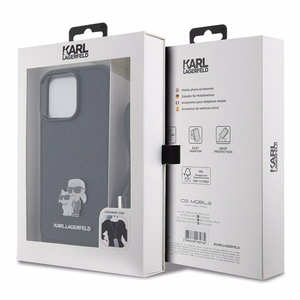 Karl Lagerfeld Crossbody Saffiano Metal Pin Karl & Choupette Ümbris jaoks iPhone 15 Pro Max - must