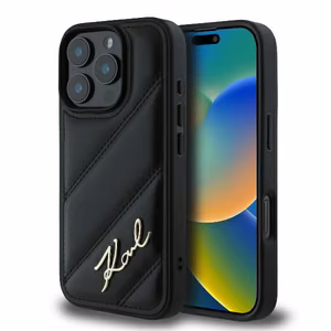 Karl Lagerfeld Quilted Signature iPhone 16 Pro Ümbris - Must